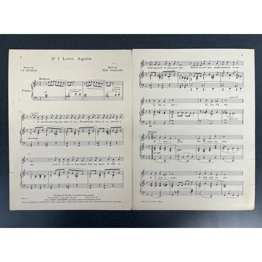 If I Love Again Sheet Music Hold Your Horses Joe Cook Bennett Simon Murphy